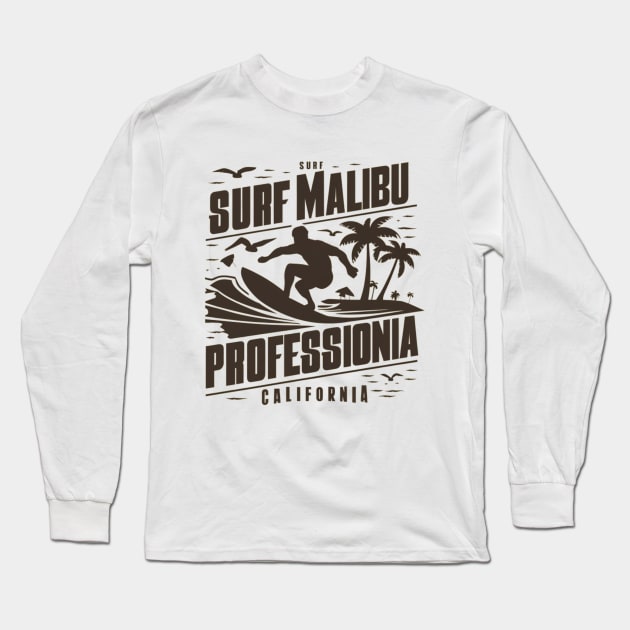 Arte Vintage, Surf en Malibú, California Long Sleeve T-Shirt by Retro-Vintage0